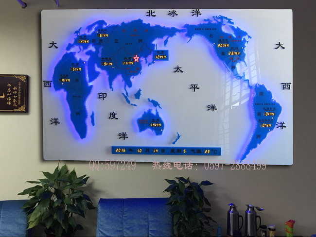 世界時間電子鐘/創(chuàng)意世界地圖掛鐘/酒店時差鐘裝飾鐘/大堂時鐘